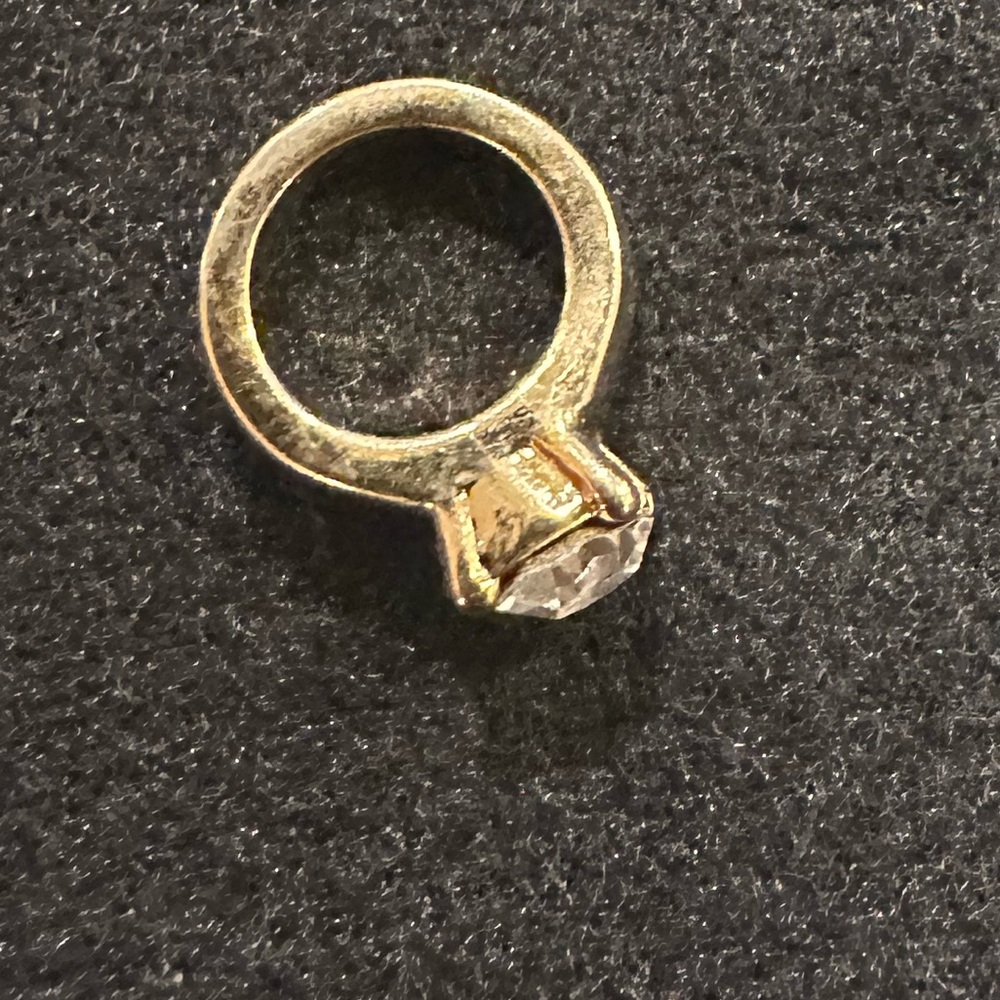Origami Owl Gold Ring with Clear Stone Mini Charm